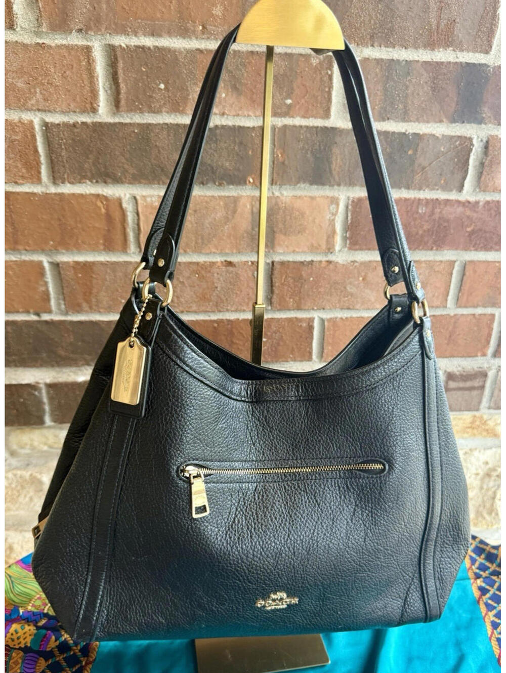 ✨👜 Coach Kristy Shoulder Bag Black Refined Pebble Leather C6231 Excellent Cond. - Picture 4 of 15